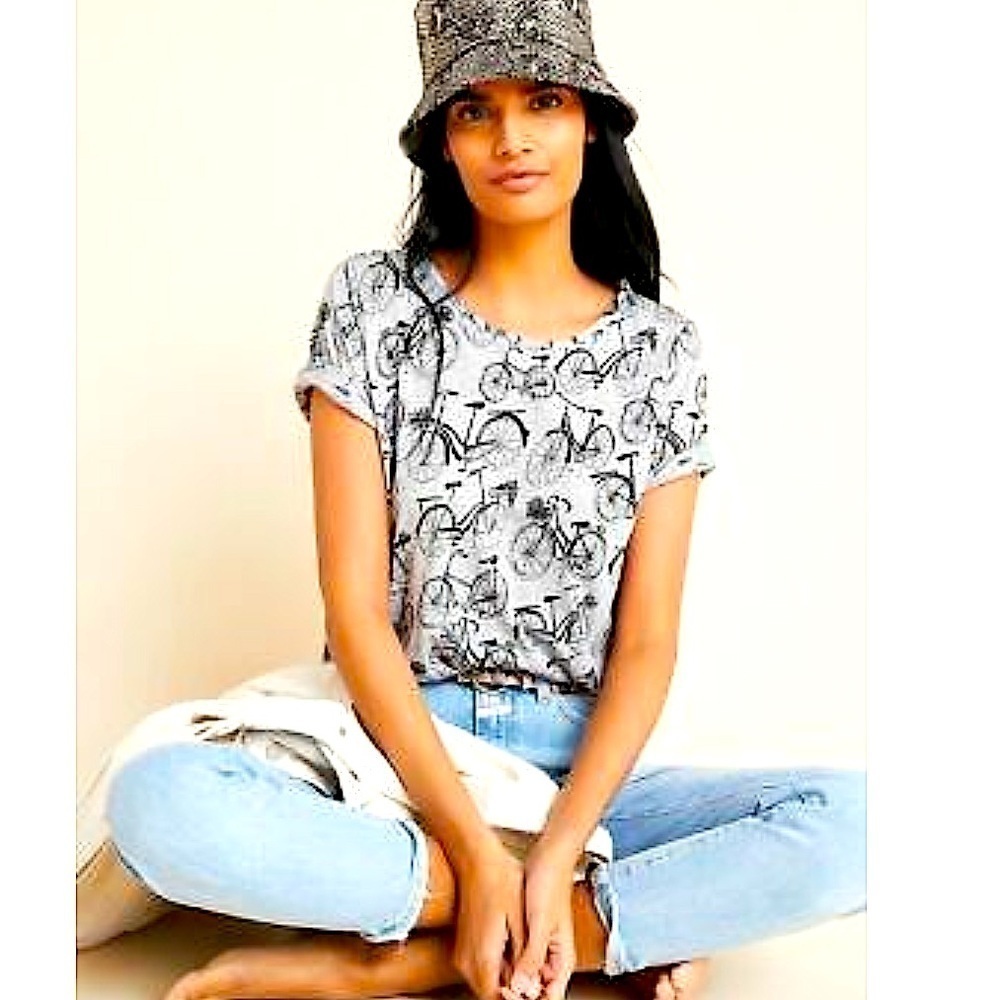 Anthropologie Weekend Tee Bicycles Size XS gray women’s